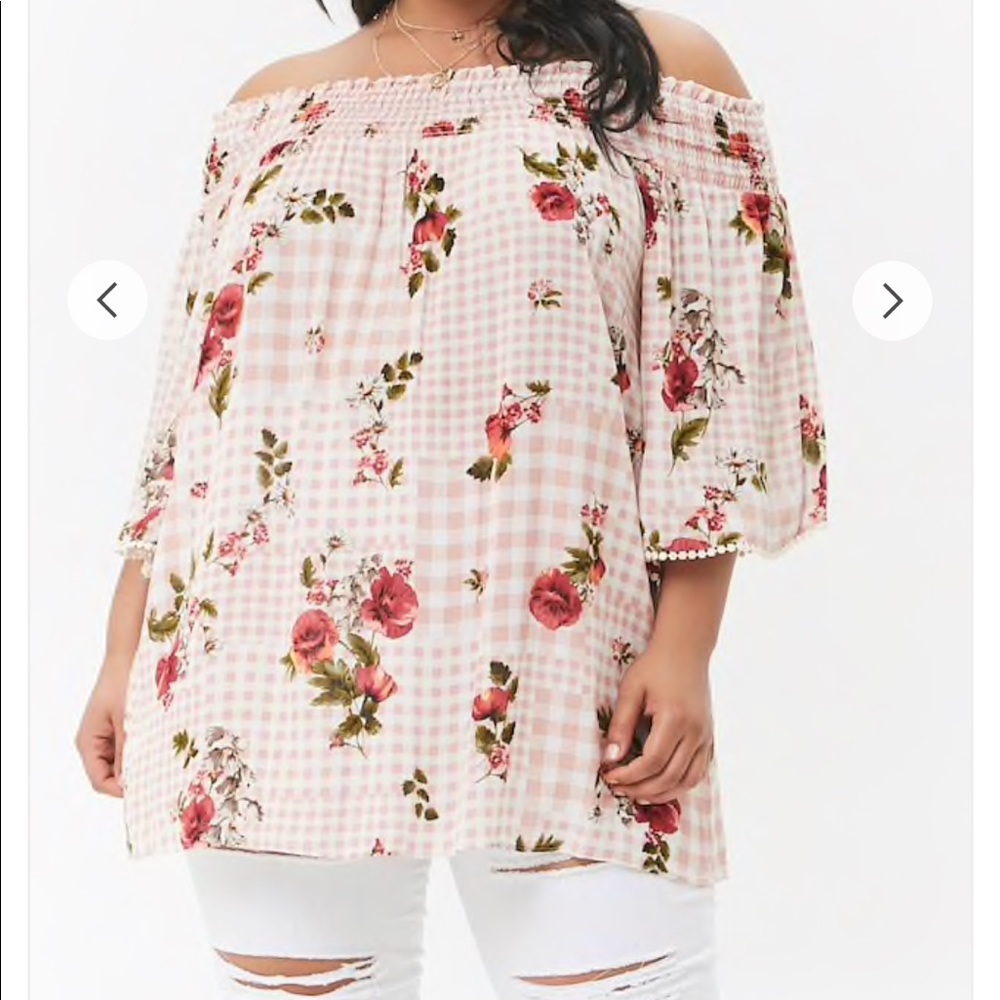 Off the Shoulder gingham Forever 21 Plus Top 3X